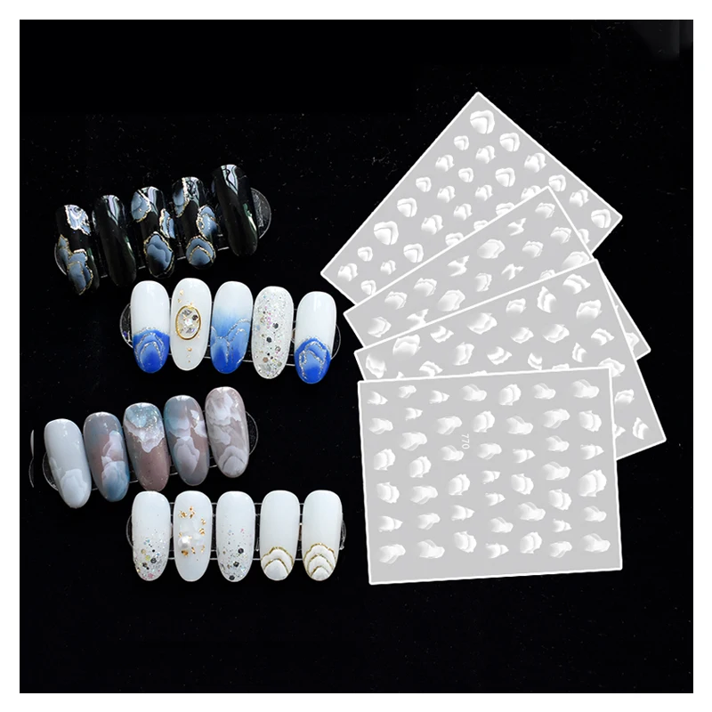 

10PCS geometric hills nail stickers for nail art beautification decorative decals design slider accessories 3D stickers