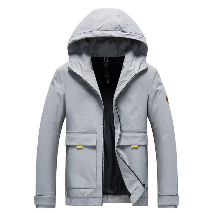Мужская куртка Новое поступление повседневные однотонные куртки с капюшоном
