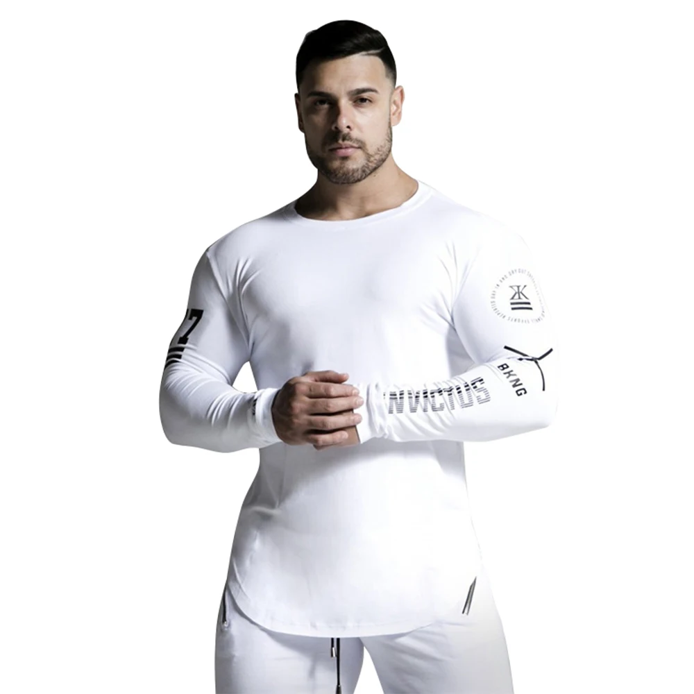 Футболка мужская Спортивная эластичная для фитнеса и бега топ с длинными