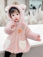 toddler girl fleece jacket with hood baby autumn winter long sleeve 3d print hooded coat thick warm outerwear 1 6t