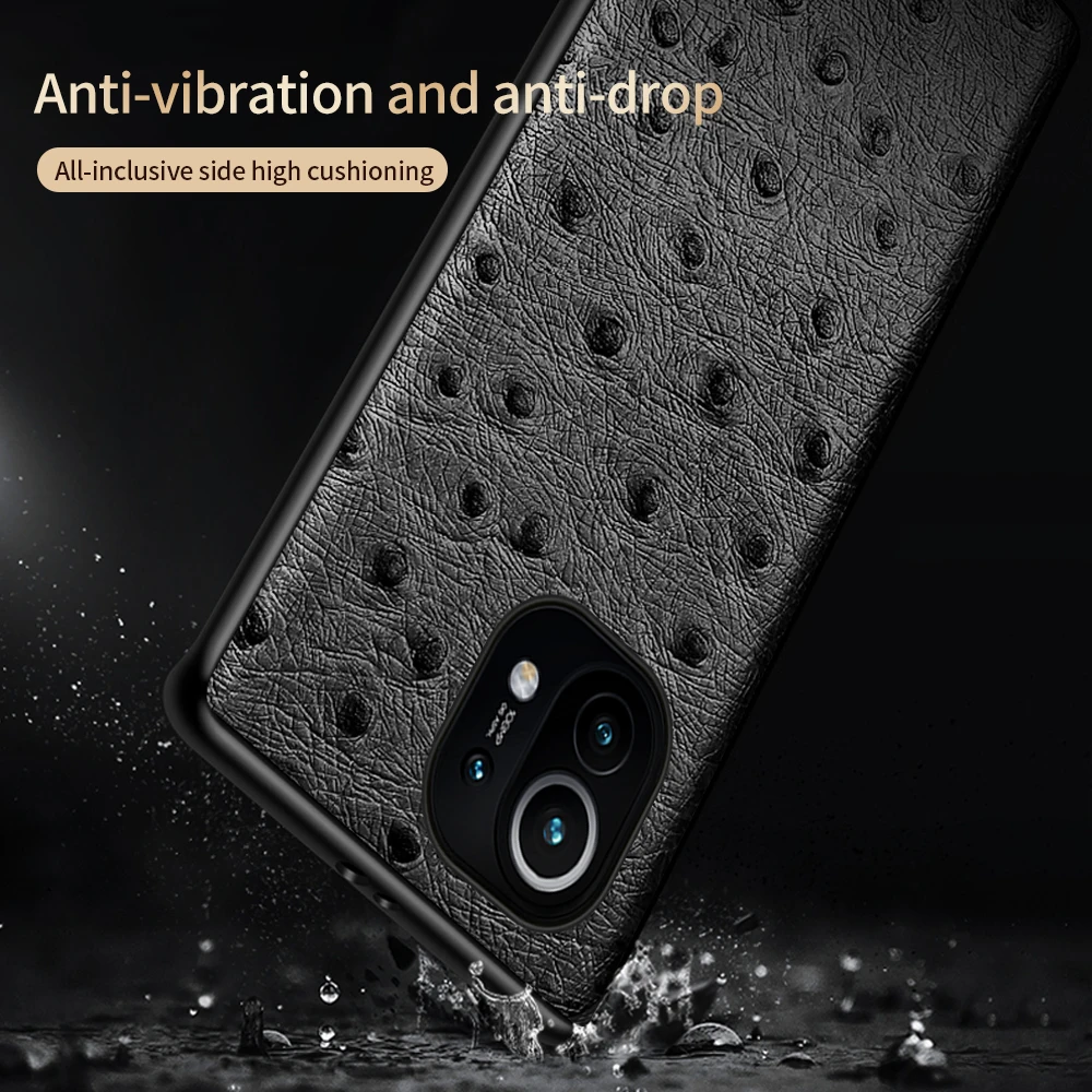 Чехол из натуральной кожи с текстурой страуса для Xiaomi Mi 11 11T 10T 9T Pro 8 9 Poco X3 M3 чехол