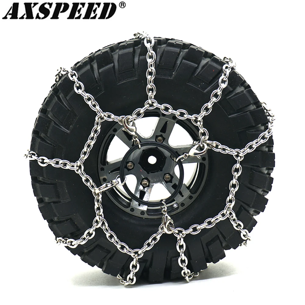 

AXSPEED RC Car Snow Chain 120MM Metal Tires Snow Chain Wheels Tire Anti-skid Chains for 1/10 Traxxas TRX4 RC Crawler Parts