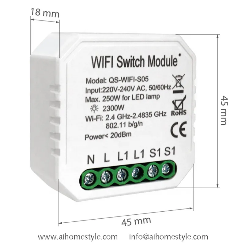 

Tuya Wifi Smart Light Switch Module Diy Breaker Module Smart Life/Tuya APP Remote Control Work With Alexa Google Home 1/2 Way