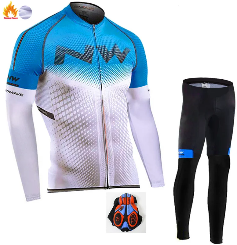 Winter Cycling suit Northwave Велоспорт Джерси Pro командный велосипед Зимний термальный флис с длинным рукавом набор Ropa Ciclismo велосипед триатлон, Велоспорт Набор - Цвет: Winter Cycling suit