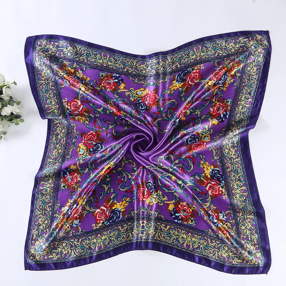 2020 Новый Модный женский квадратный шарф с цветочным принтом платок шелковый