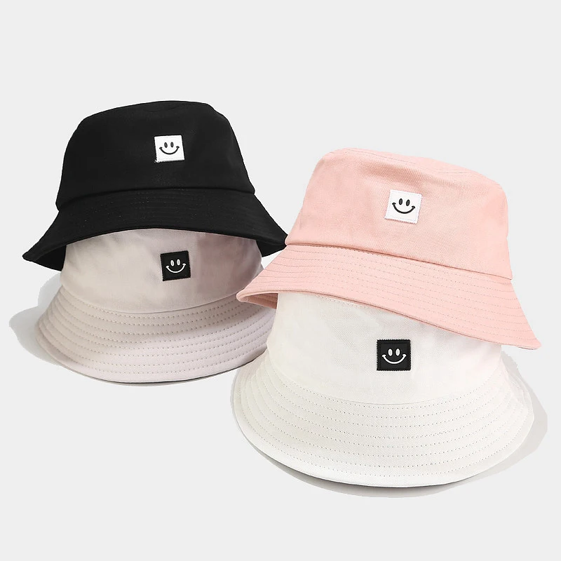 

Fashion Women Bucket Hat New Candy Colors Smile Face Sun Hat Outdoor Sports Travel Beach Caps Fishermen Hats Hip Hop Female Cap