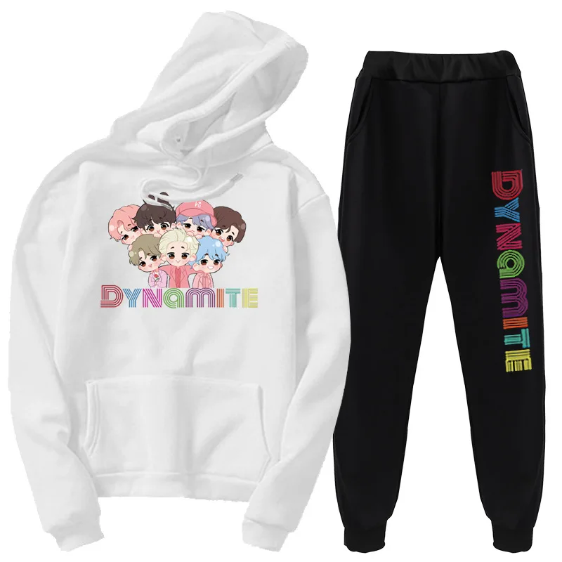 

Kpop Bangtan Boys Dynamite Men/Women Printed 2-Piece Hoodie Set Long Sleeve Casual Sweatshirt Sweatpants Unisex Streetwear TOPS