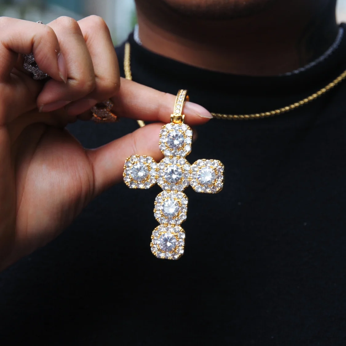 Инс взрыв полный Циркон супер большой крест твердый Кулон Ретро хип-хоп большая