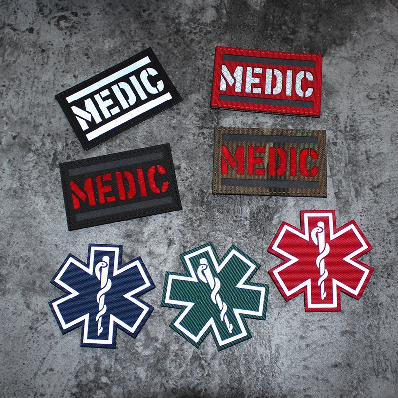

IR Laser Cutting Patch Star of Life Velcro Patches Outdoor Rescue Pack Sticker Tactical Military Identification Badge