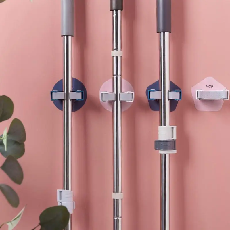 

1PC Kitchen Bathroom Storage Rack Mop Clip Broom Fixed Rack Free Punch Durable Brush Broom Hanger For Home Bathroom Mop Clip