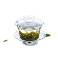 1x tea heat resisting clear glass gongfu 150ml teapot water cup small tea pot with saucer lid gaiwan