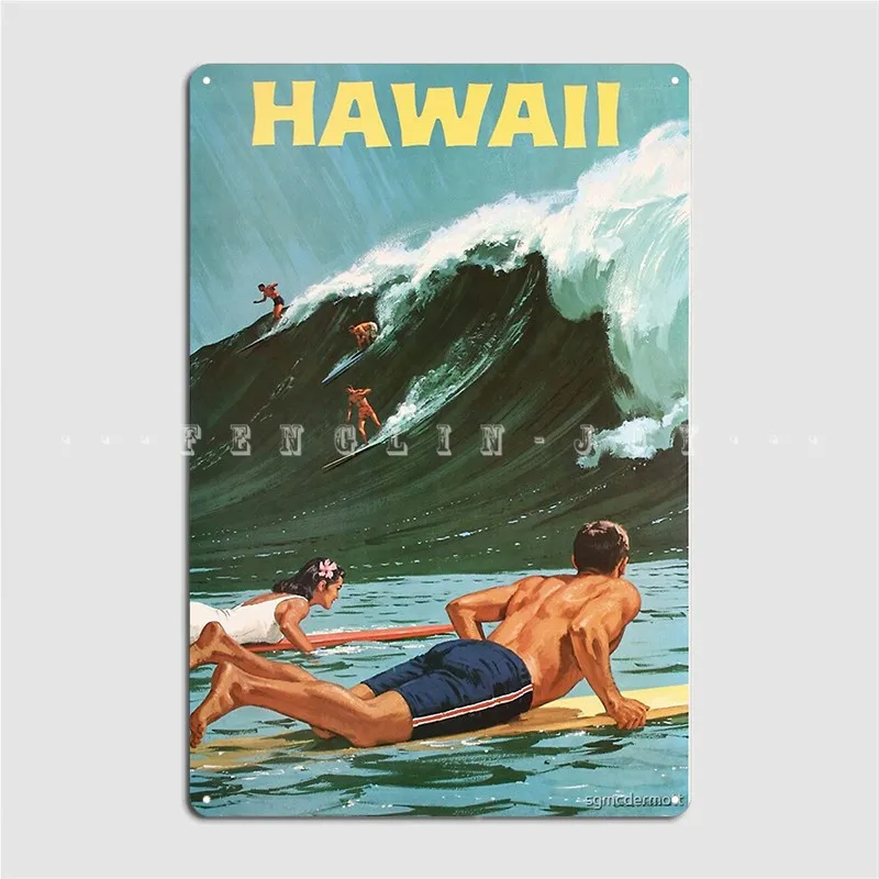 

Hawaii Poster Metal Plaque Wall Mural Club Bar Vintage Wall Plaque Tin Sign Poster