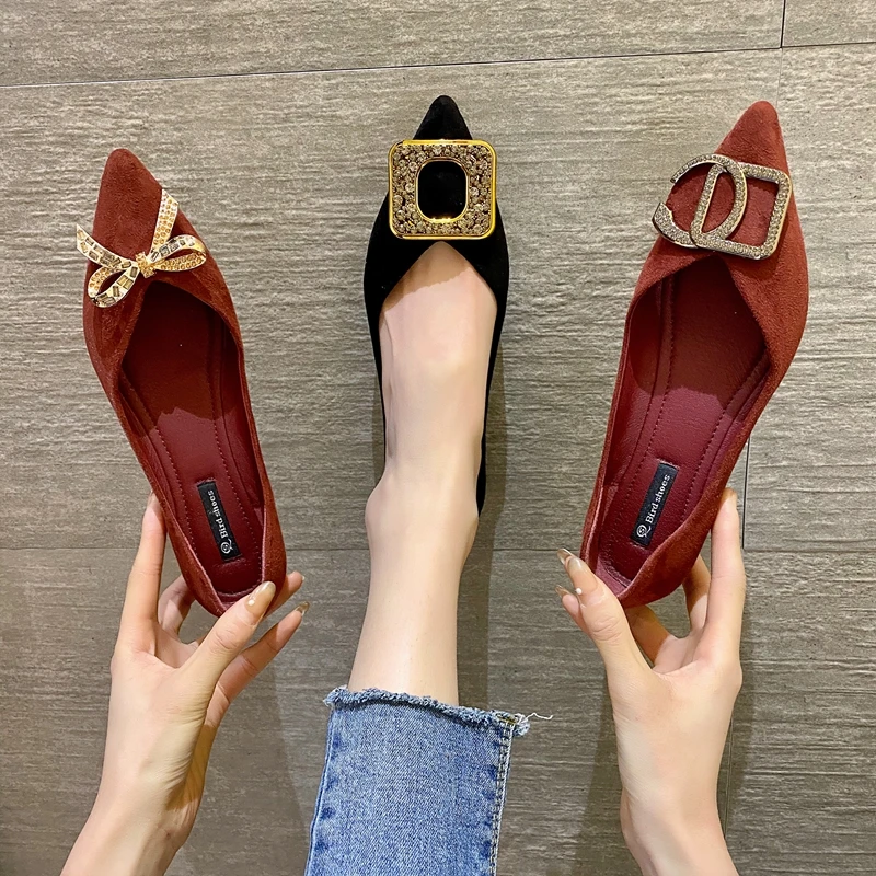 

ELLALEE Loafers Ladies Pointed Toe Casual Flats Shallow Elegant Butterfly Knot Mature Women Shoes