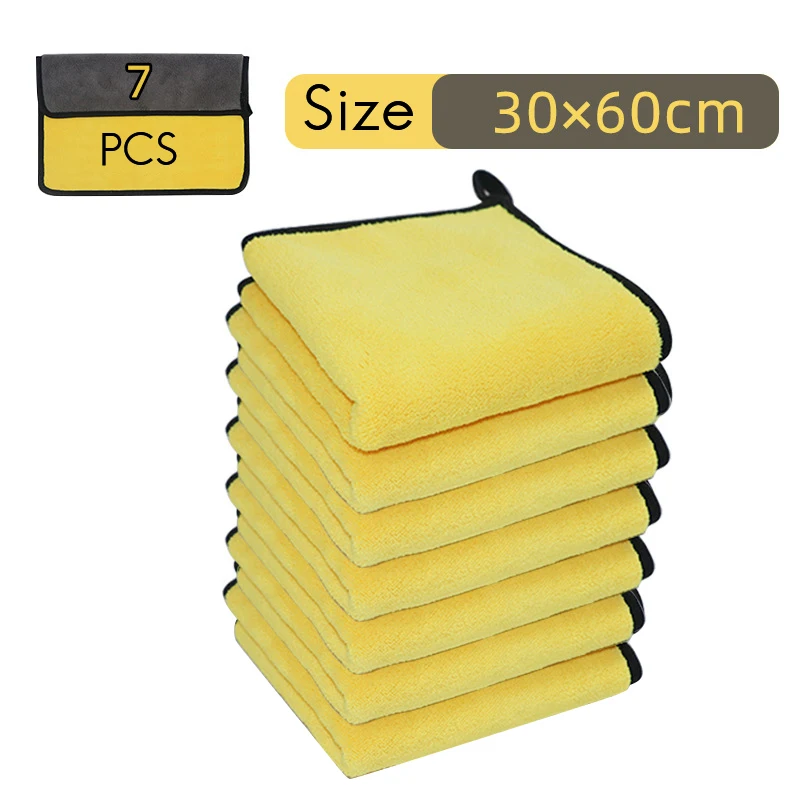 

7 Pcs Автомойка микрофибры Полотенца автоматическая Чистка салфетка для сушки Хемминг супер абсорбент