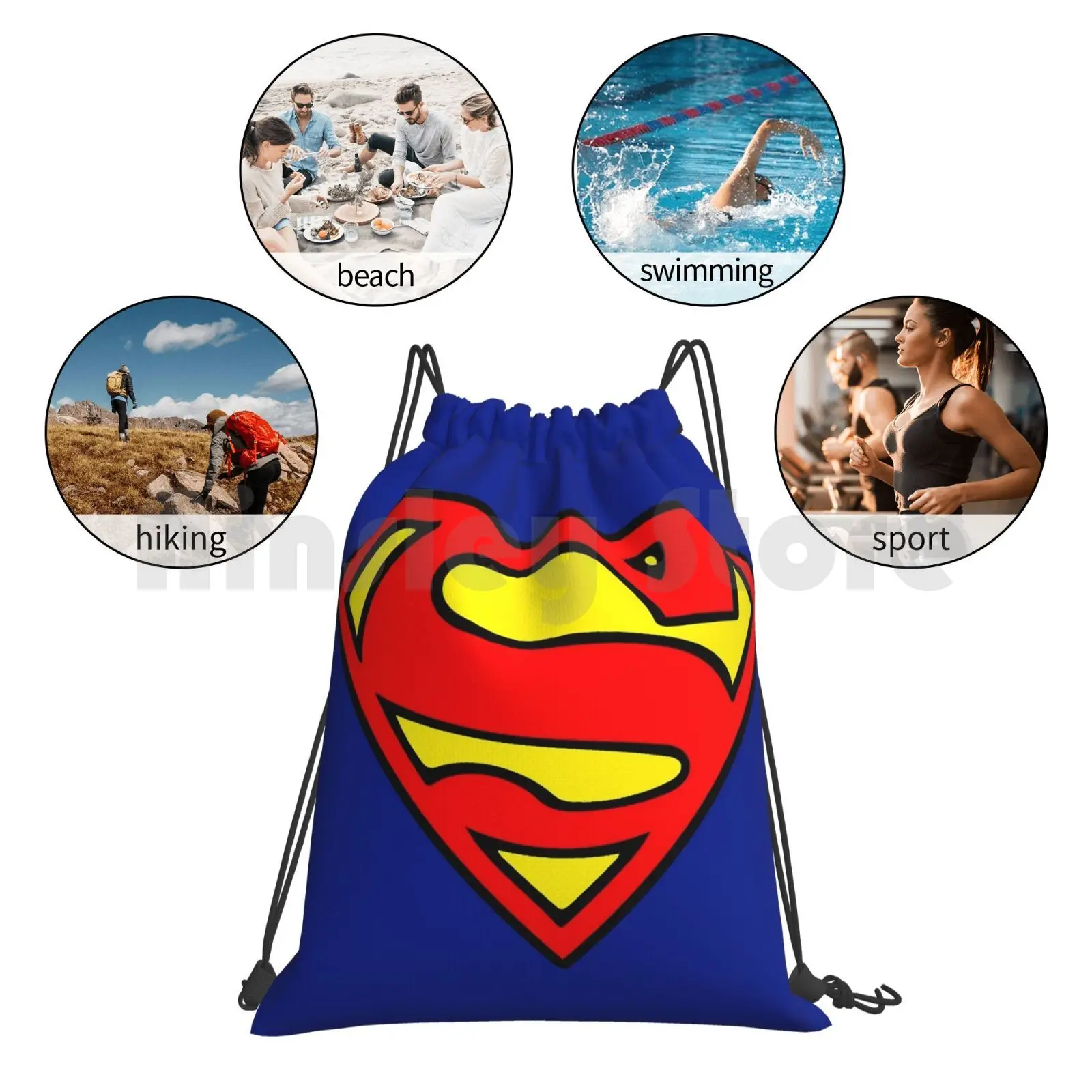 

Superhero Backpack Drawstring Bag Riding Climbing Gym Bag Superhero