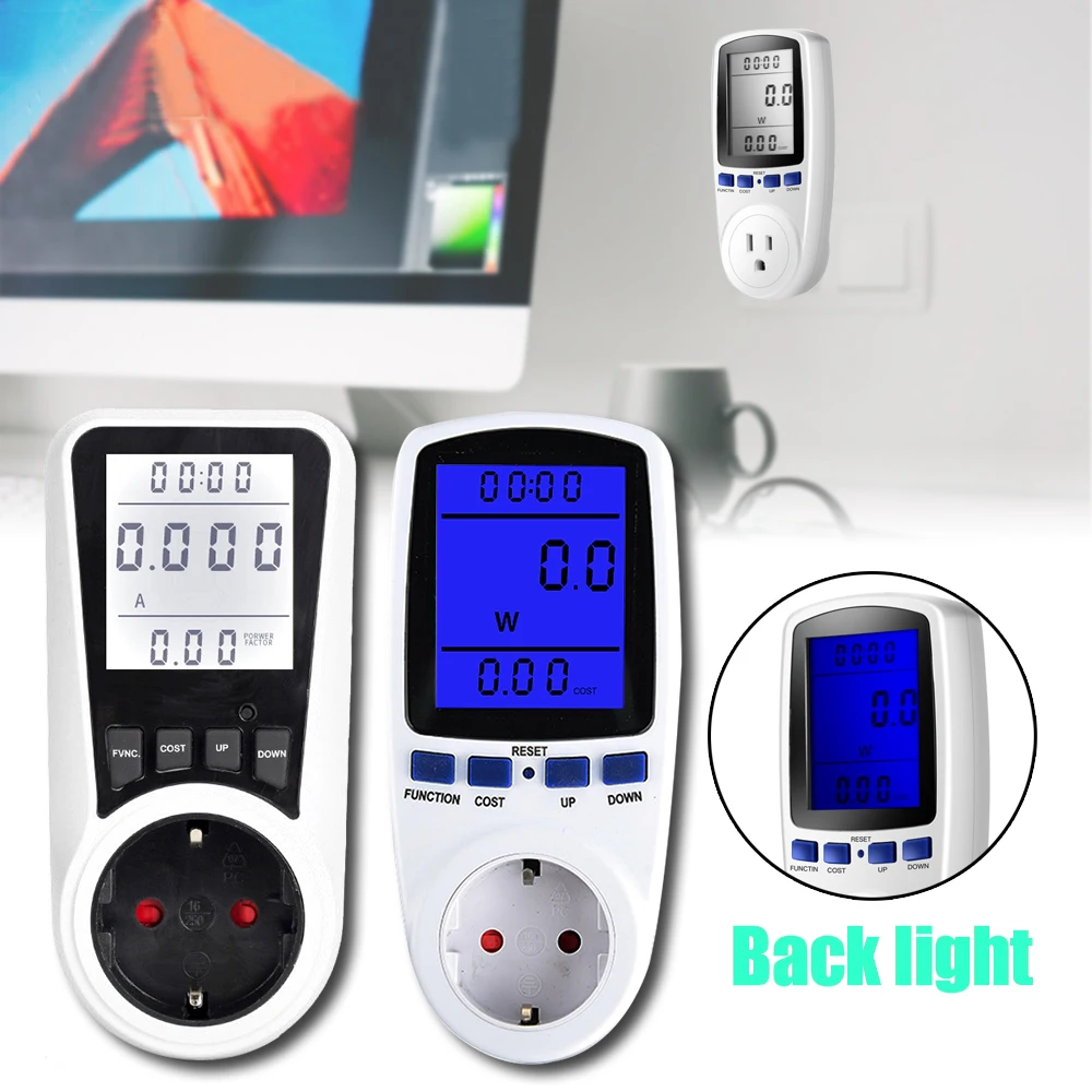 Мощность метр 230 ес цифровой ЖК дисплей переменного ваттметр для гнездо мощность