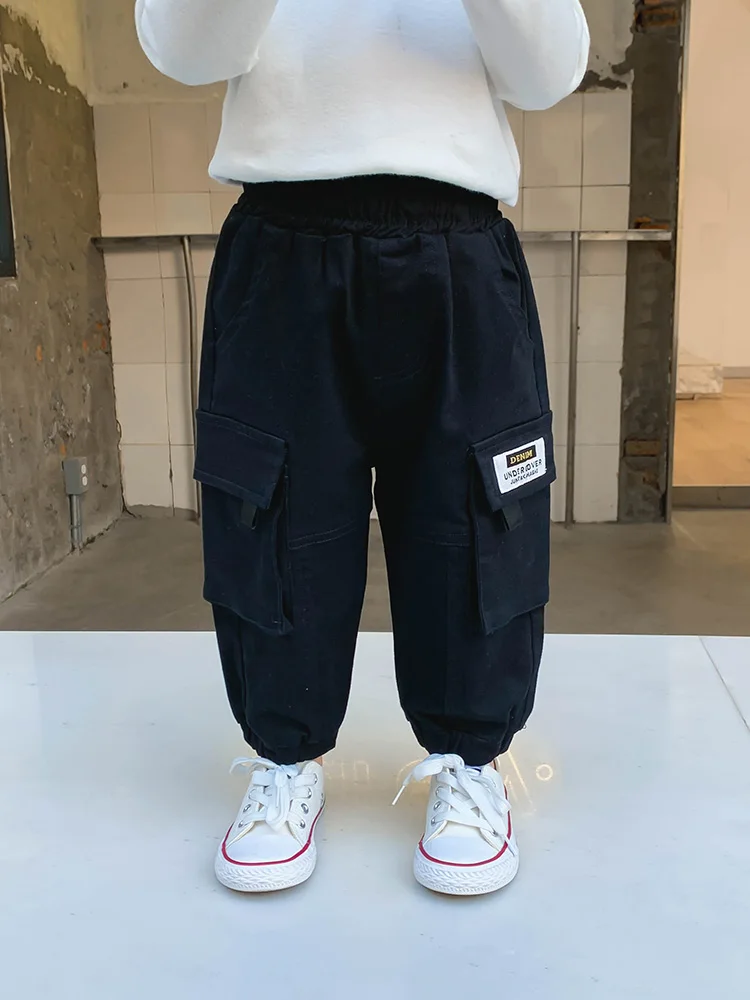 

Boys Cargo Pants Autumn 2021 New Children Toddler Casual Pants Baby Western Style Spring and Autumn Track Pants