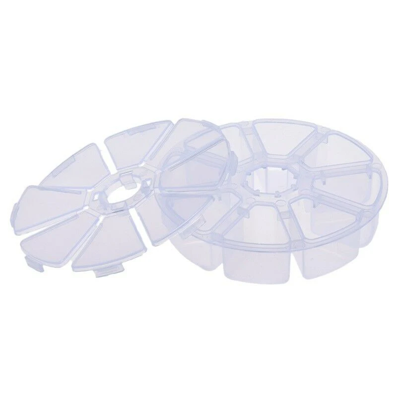 

8 Grids Plastic Round Desktop Storage Box Travel Cosmetic Jewelry Organizer Container Home Pill Box Case Holder