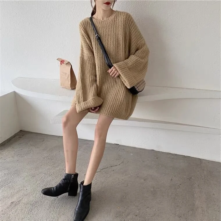 

Новый пуловер с круглым вырезом, свободный и ленивый стиль, ретро, Гонконгский стиль