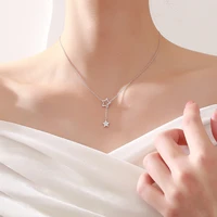trendy sterling silver shiny zircon star choker geometric necklace for women gift fine jewelry accessories