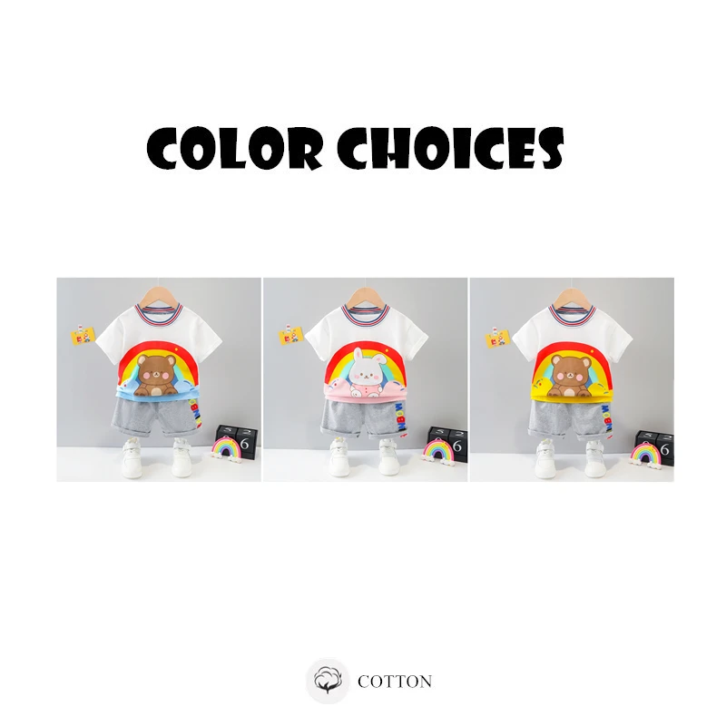 Комплект одежды для маленьких мальчиков Летняя футболка с изображением медведя