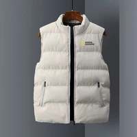 new mens national geographic jacket sleeveless vest fashion autumn winter thermal soft vests casual coats men thicken waistcoat