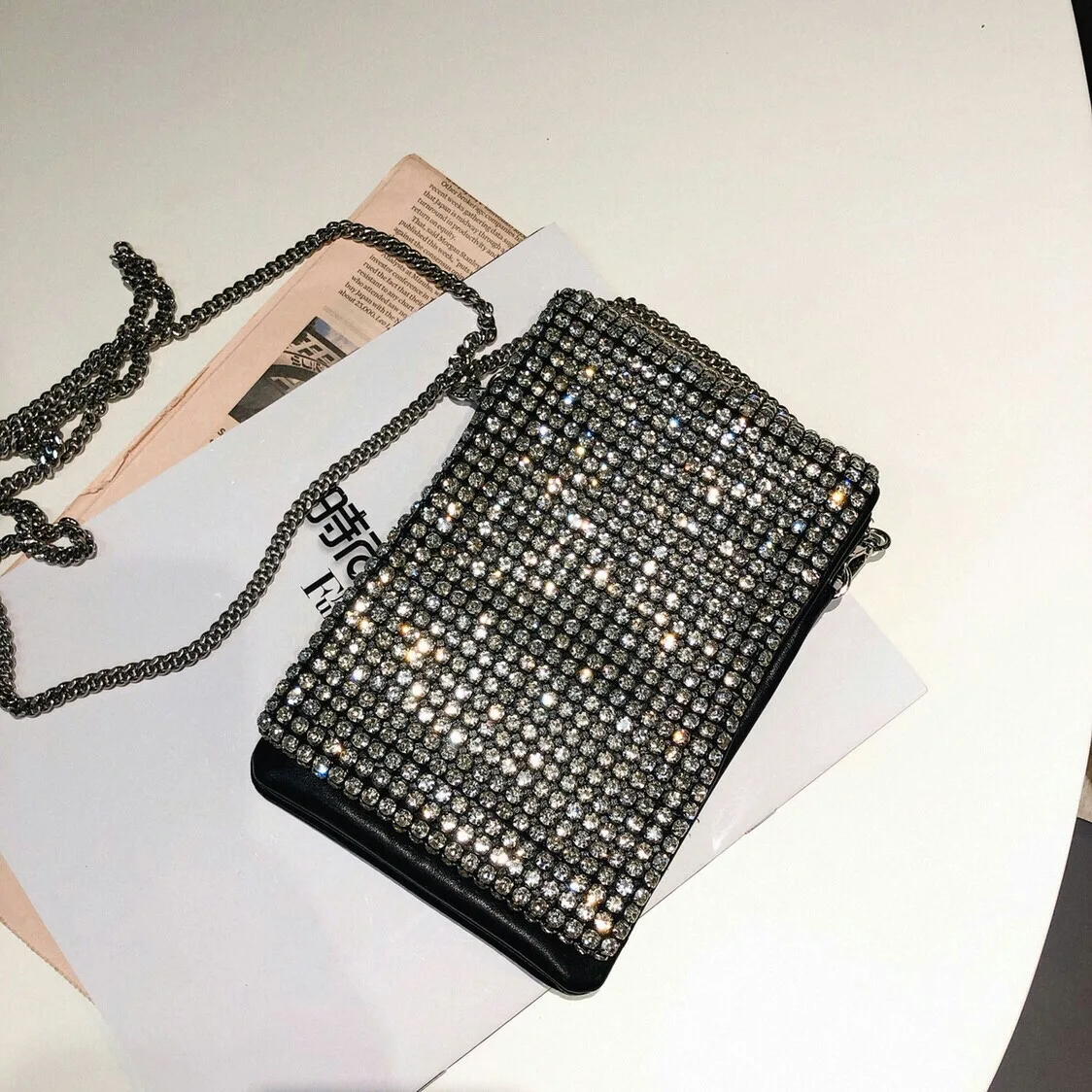 Water Drill Bag Small Square Bag with Cover Mobile Phone Bag One Shoulder Slant Bag Female