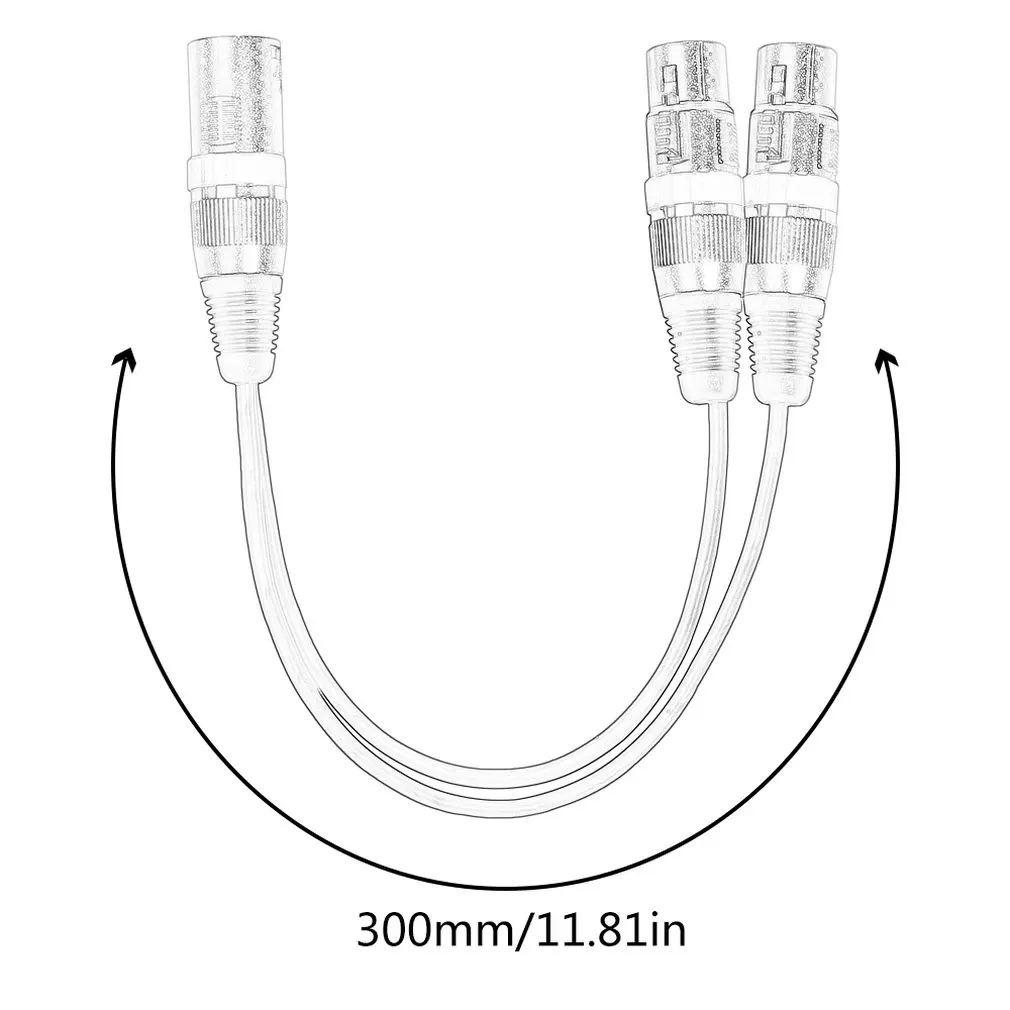 

30cm 3Pin XLR 1 Male To 2 Female Audio Extension Cable Microphone Y Audio Splitter Cord Line For Mixer Recorder
