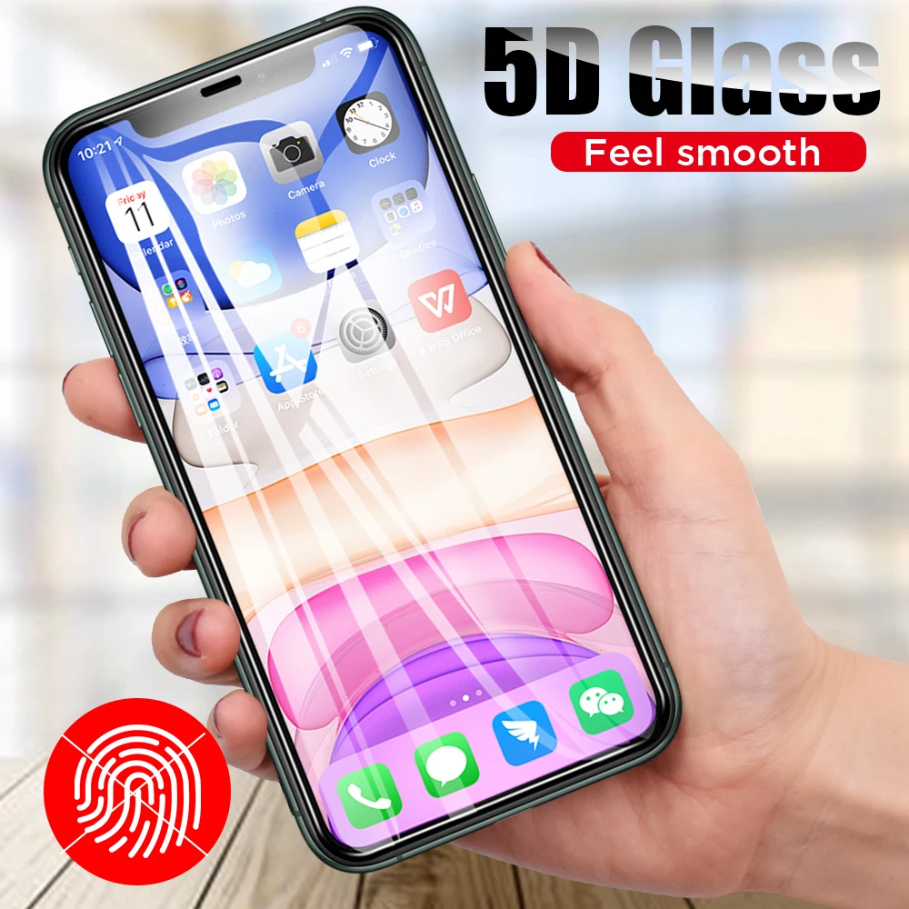 Закаленное стекло 5D для iPhone 11 Pro Xs Max Xr X 8 7 6 6S Plus пленка с полным покрытием и