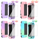 Жесткий чехол для Nintendo Switch OLED, чехол Joycon аксессуары для игрового контроллера 2, колпачок для захвата большими пальцами и защитное стекло для экрана