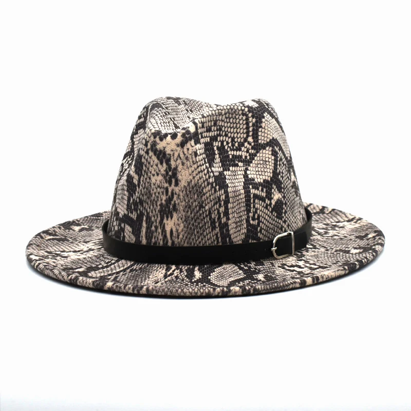 The New Retro Men's Hot Sale Wool Snake Pattern Top Hat Woolen Top Hat Travel Back Jazz Hat Elegant Ladies Hat F17