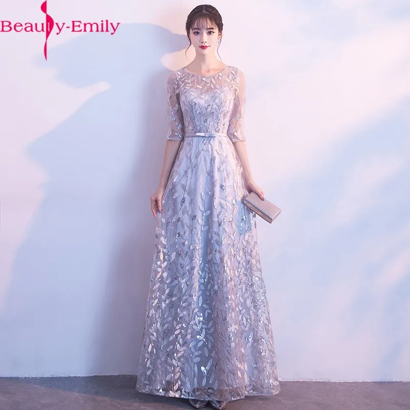 Кружевное вечернее платье цвета шампанского с коротким рукавом и круглым