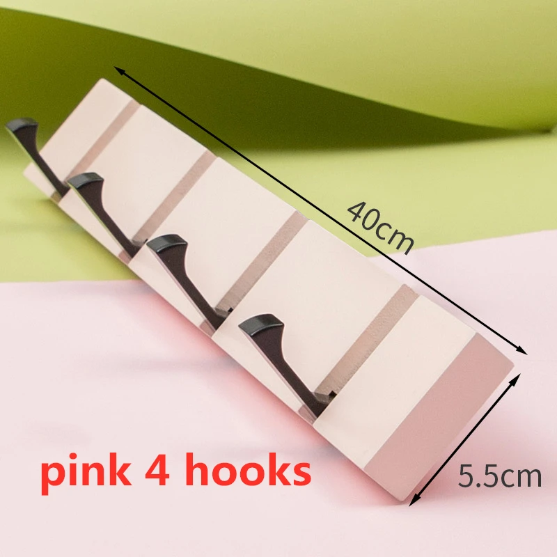 Pink 4 hook Держатель Стойки цинковый сплав Складная Дверь настенное крепление деревянная вешалка для пальто и шляп крюк - Цвет: Pink 4 hook