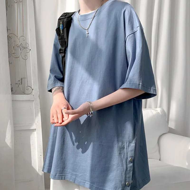 

Summer Cotton Short-sleeved T-shirt Men's Fashion Multicolor Casual T Shirt Men Streetwear Korean Loose Hip-hop Tshirt Mens Tops