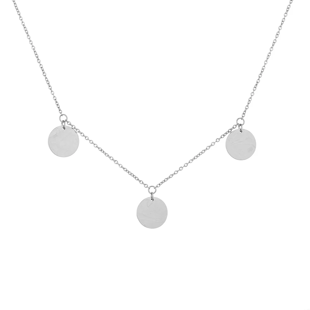 

Wholesale Multi Coin Necklace with 3pcs Plain Round Pendant Personalized Jewelry can carving logo name date 10pcs/lot