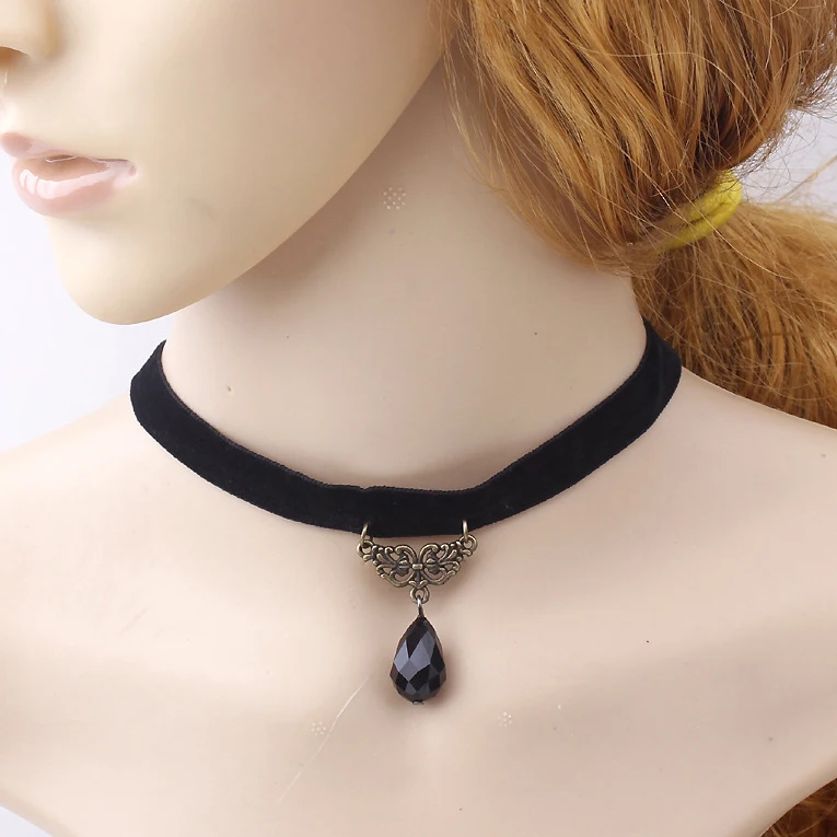 Ожерелье пикантные Чокеры в готическом стиле черного цвета с бахромой и