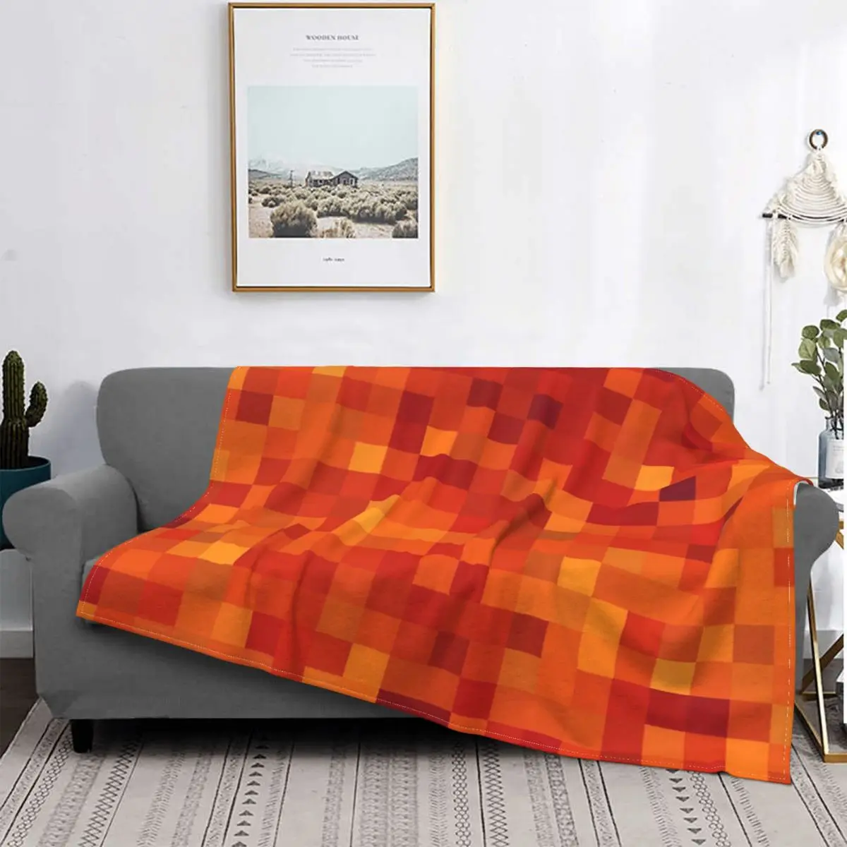 

Pixelated Magma Block Blanket Bedspread Bed Plaid Muslin Baby Blanket Kawaii Blanket Summer Bedspread