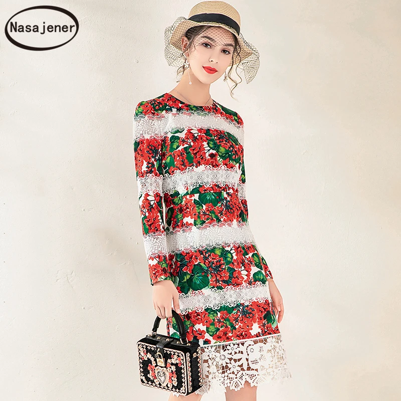 Осень Новая мода элегантный темперамент печати сплайсинга для получения тела