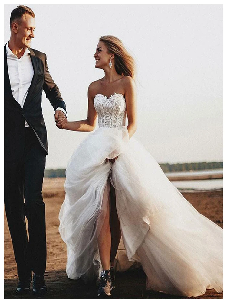 

MNGRL New Simple Wedding Dress Backless Sleeveless Design Chiffon Lace Bride Dresses Princess Dress Plus Size Tailor-made