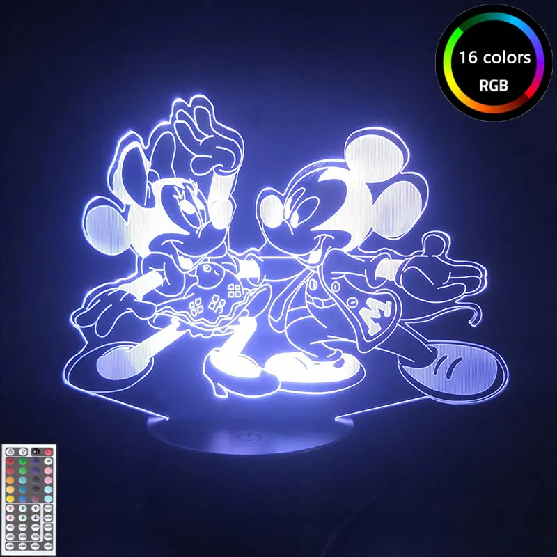 Фигурка Диснея танцующая Микки и Минни Маус светодиодный ночсветильник