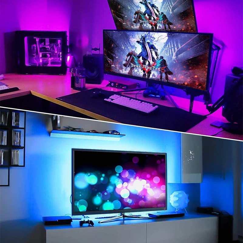 USB светодиодные ленты Bluetooth-совместимая с 5050 RGB светодиодная Фреска