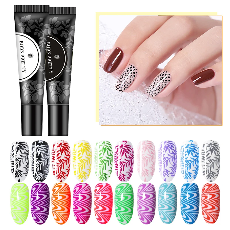 

BORN PRETTY Nail Stamping Gel Set White Black Gel Polish for stamping plates Varnish Nail Art DIY Design