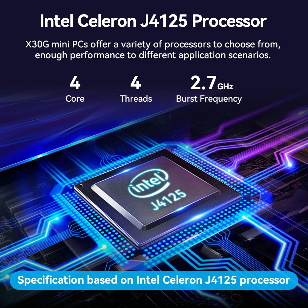 Мини-ПК без вентилятора процессор Intel Celeron J4125 8 Гб DDR4 128 SSD 2x Gigabit LAN RS232 COM 300M WiFi