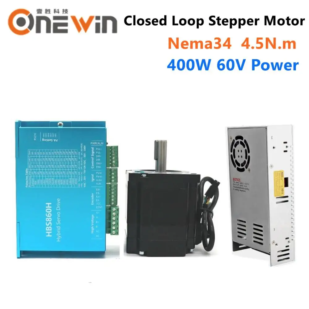 

4.5N.m Nema34 86 мм шаговый двигатель с замкнутым контуром 2 фазы 86HBS45 и HBS860H Hybird Easy Servo 400 Вт 60 в переключатель питания