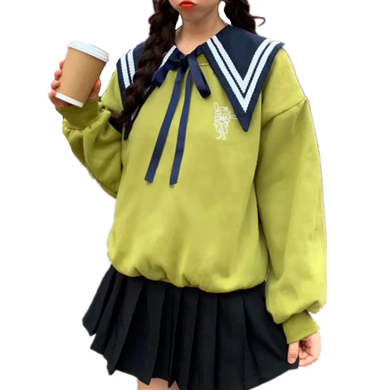 Корейский преппи стиль свитшот с матросским воротником Harajuku пуловер для