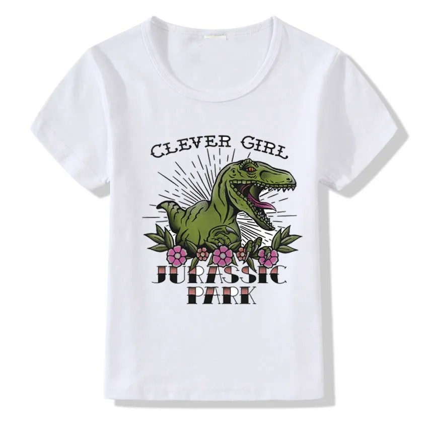 Tyrannosaurus Rex/белые Модальные футболки с короткими рукавами для мальчиков и девочек 6