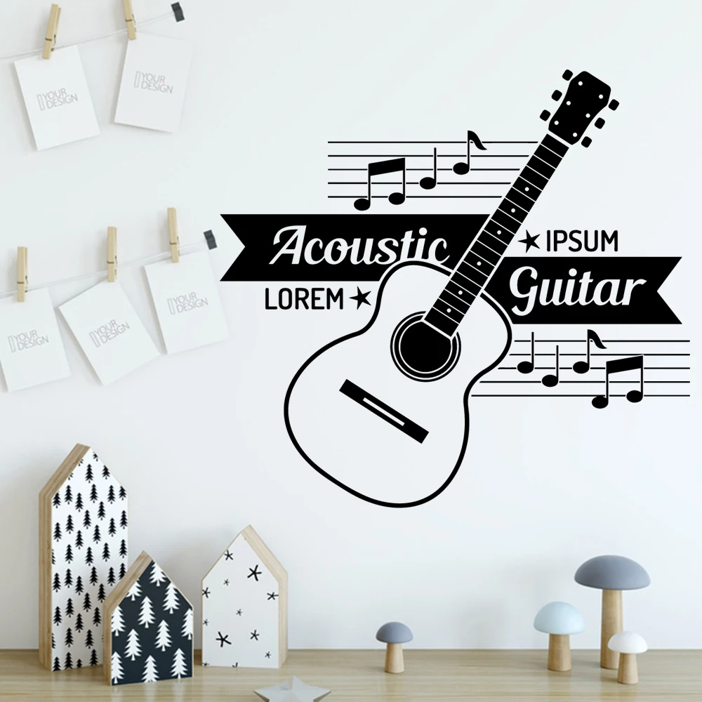 Гитарная музыкальная художественная наклейка водонепроницаемая для детских