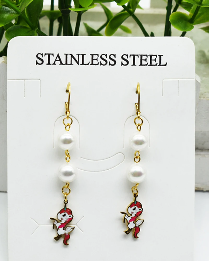 Модные серьги из нержавеющей стали с французской пряжкой и пресноводным