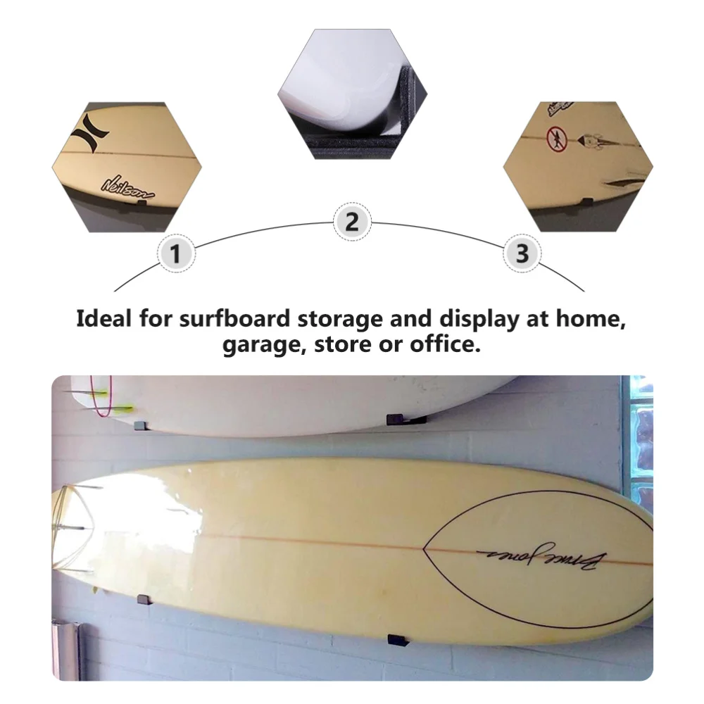 

2pcs Surfboard Fixing Hanger Surfboard Wall Hanging Display Stand (Black)