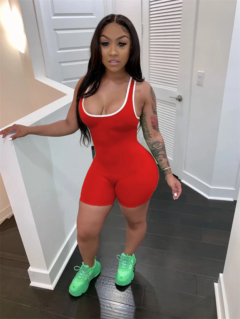 Adogirl Stripe Patchwork Women Tracksuit Casual Sporty Jumpsuit 2020 Summer Comfortable Tank Romper Club Playsuit Overalls